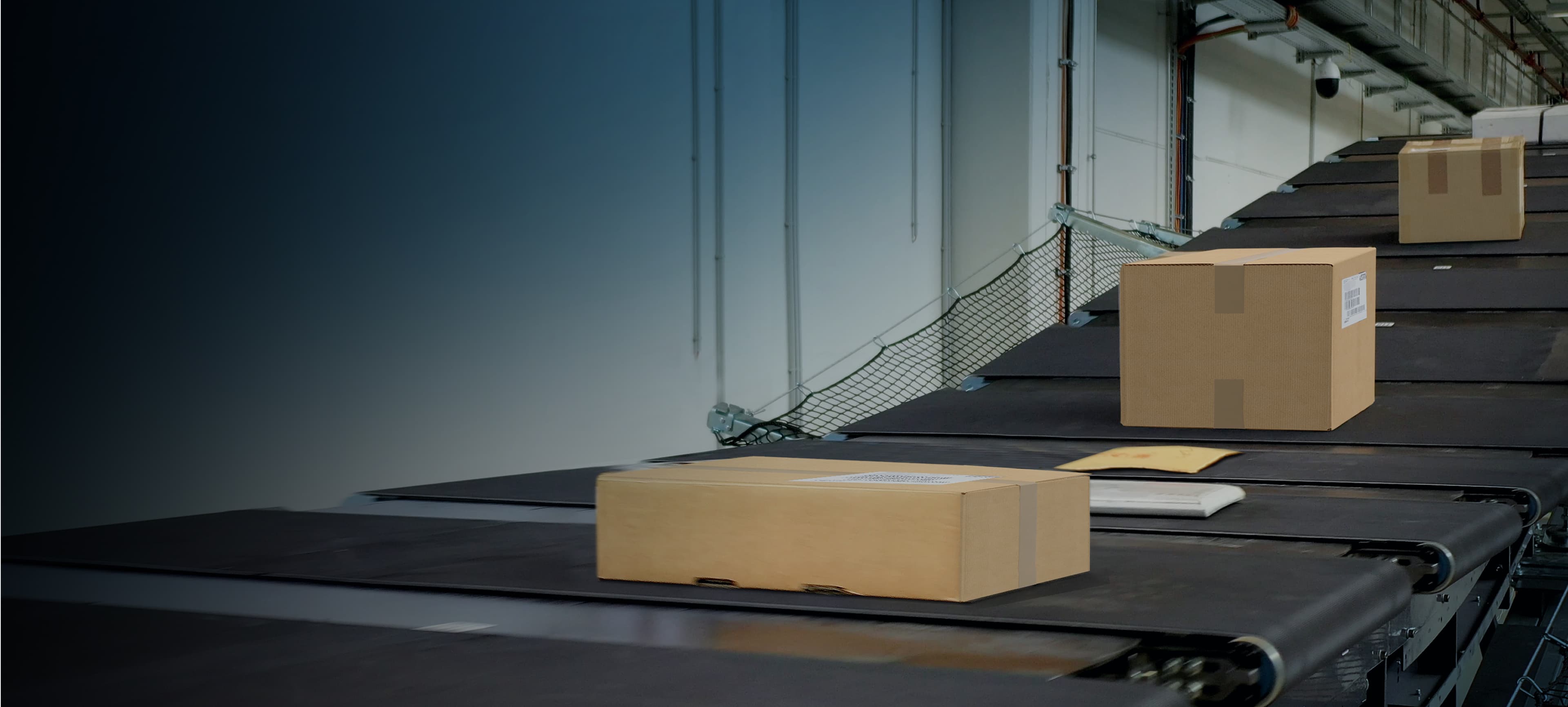 Parcels on a conveyor belt