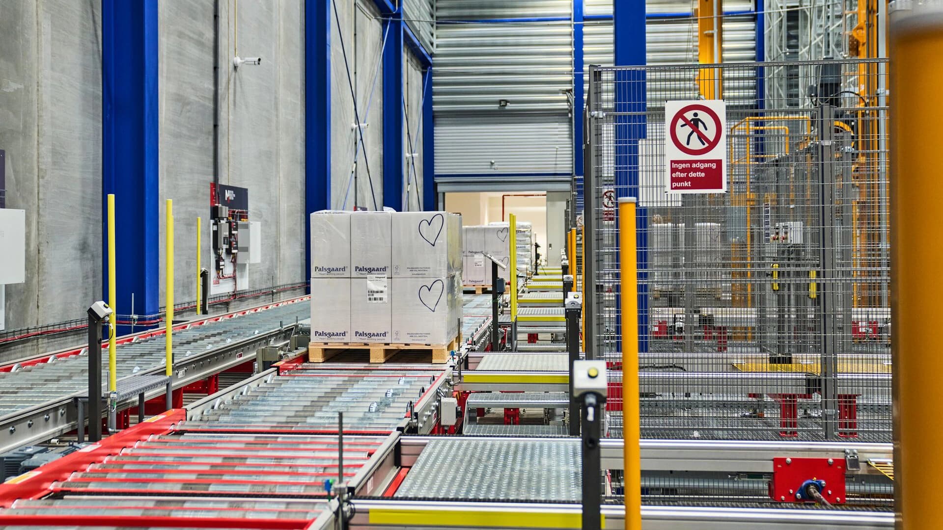 Automation systems inside a warehouse.