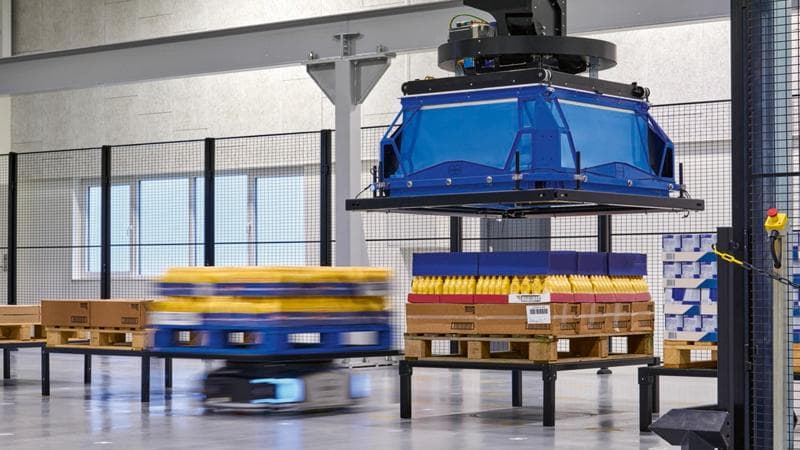 Körber Layer Picker machine in a warehouse.