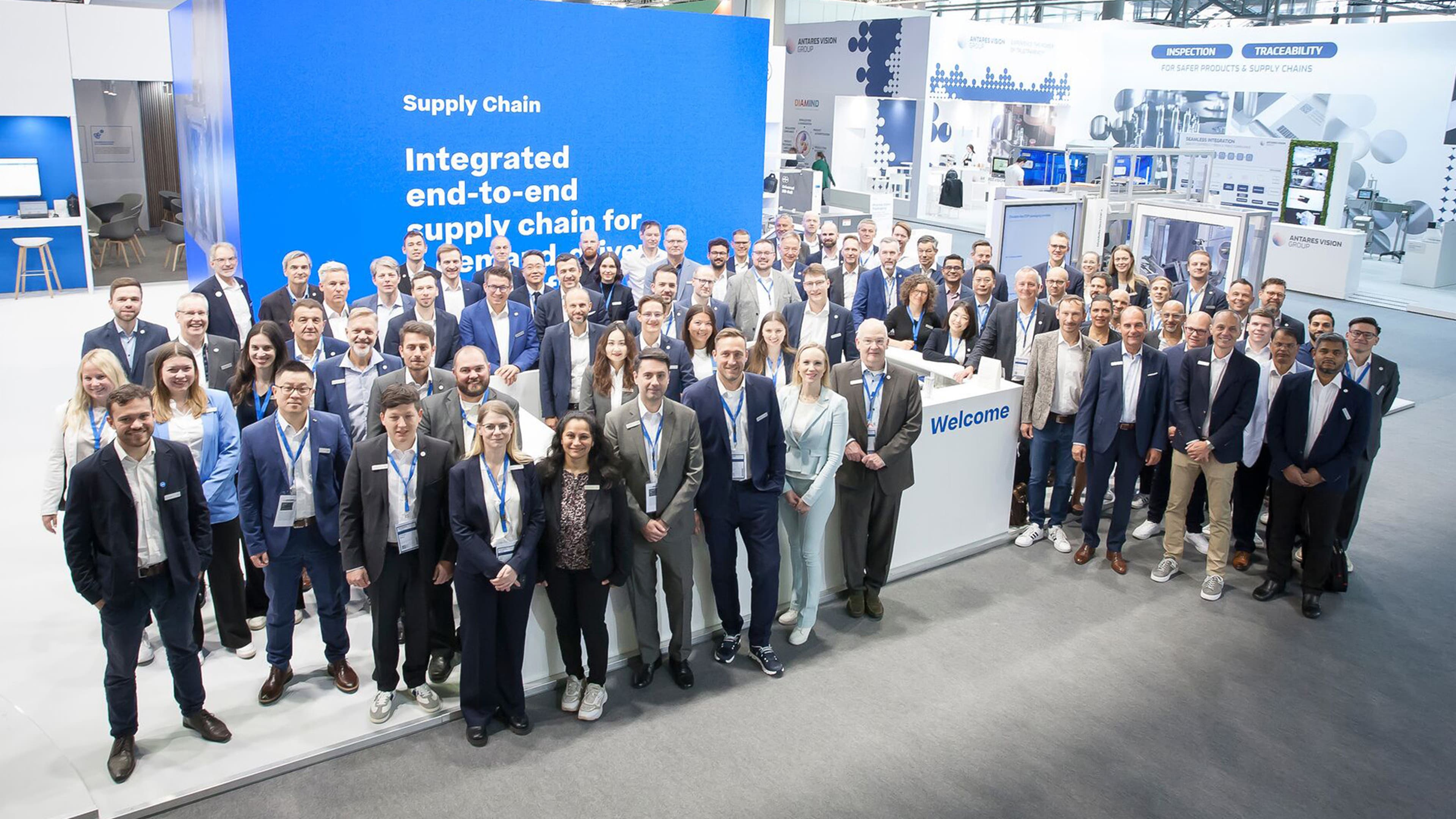 Group of Körber employees at a trade show event