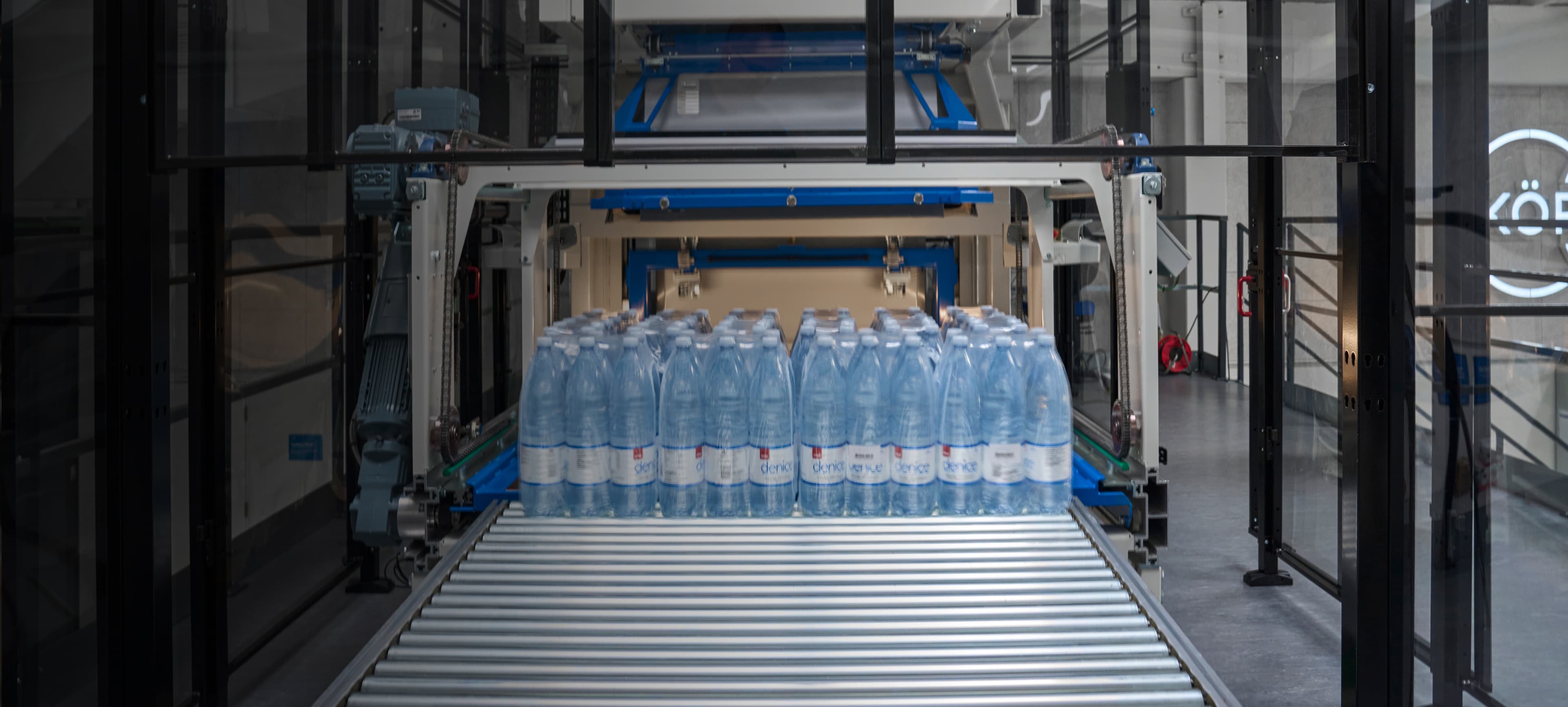 Plastic water bottles in a factory
