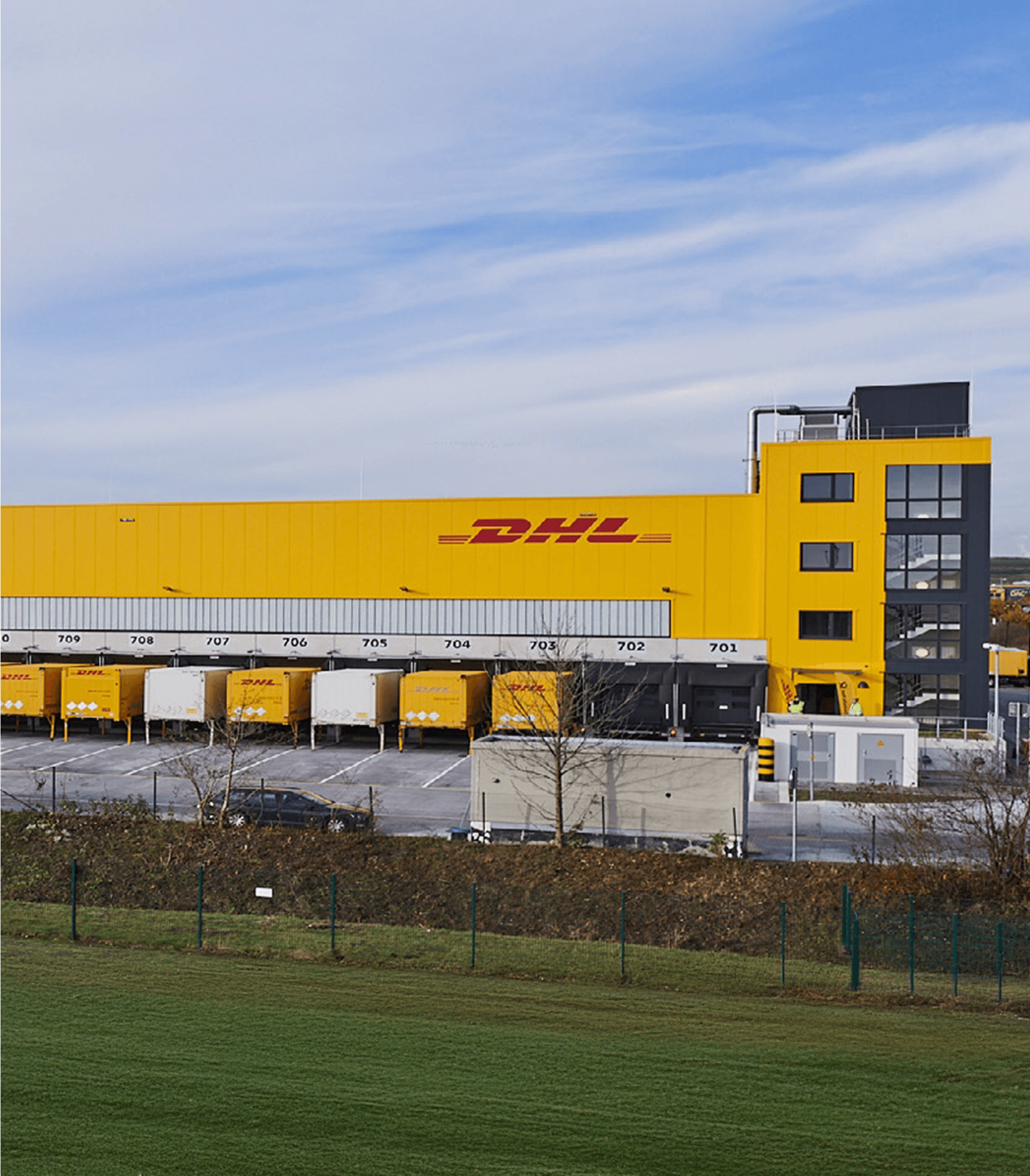 Exterior of DHL warehouse