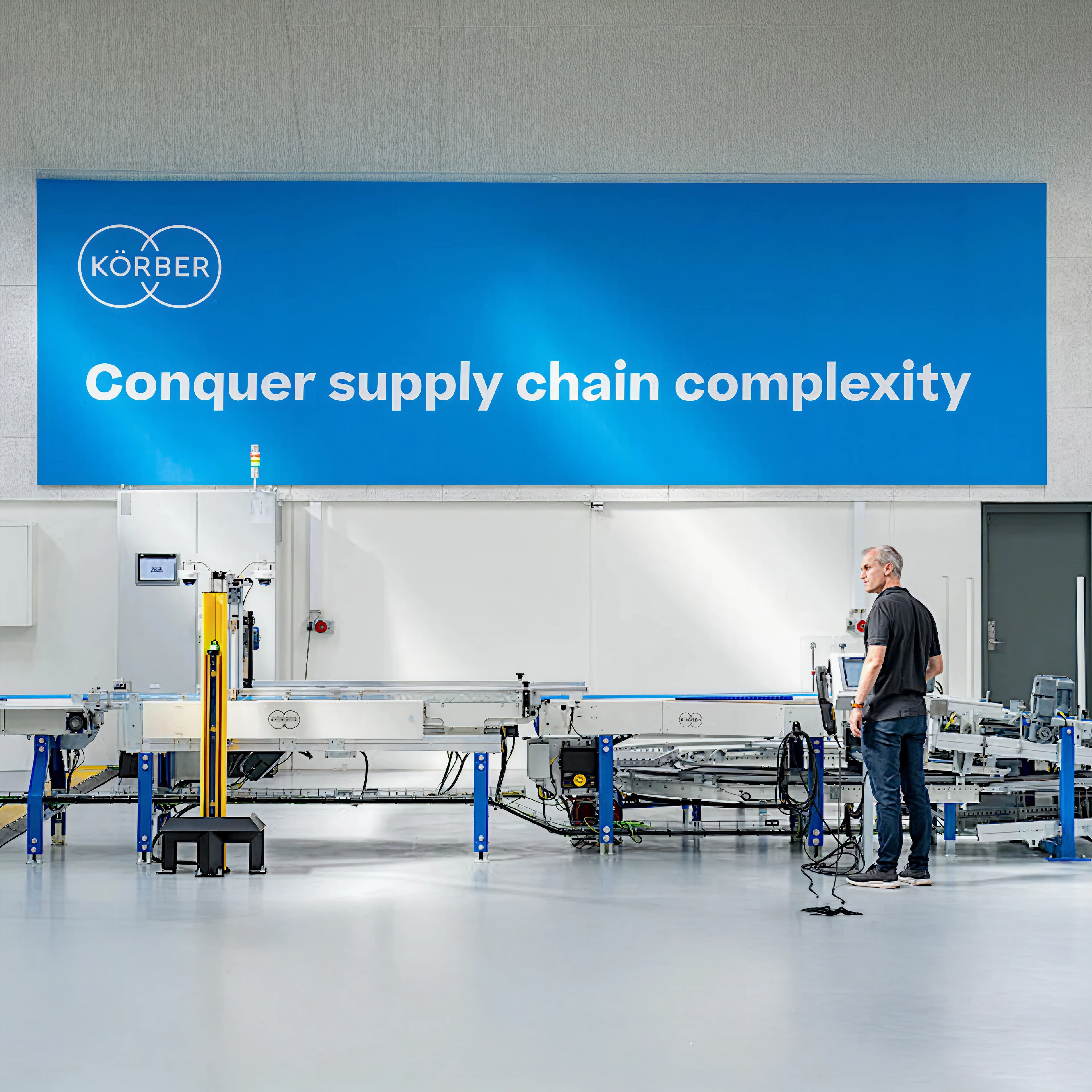 Körber branded sign that reads" Conquer supply chain complexity"