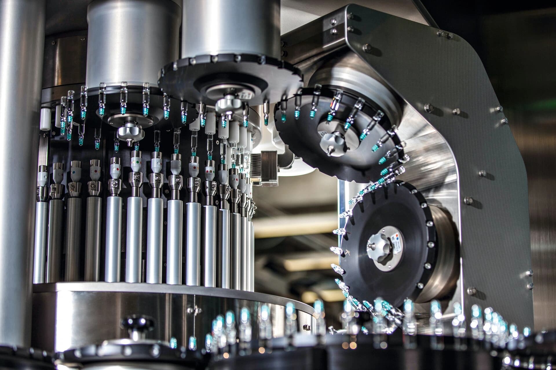 close up of pharma automated inspection machine