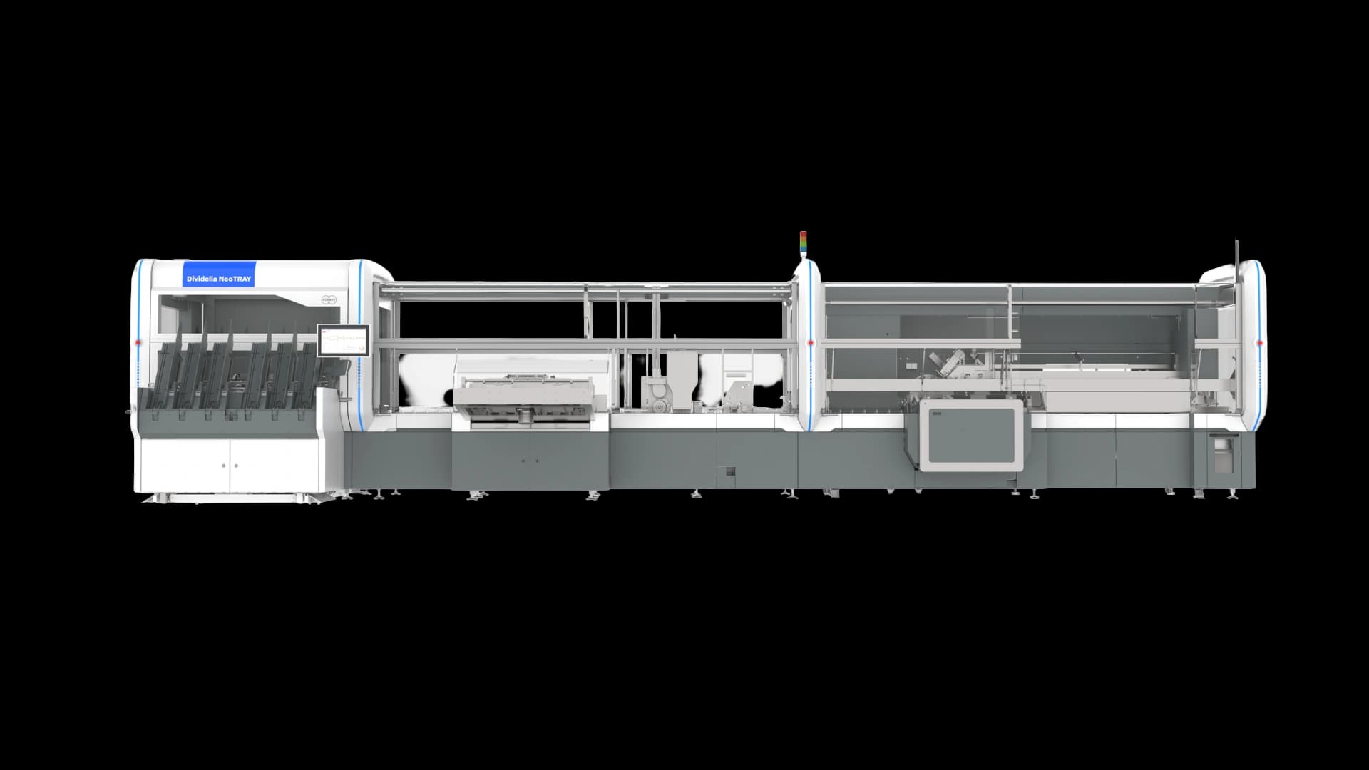Photo of one of Körber's Dividella NeoTRAY cartoner machine.