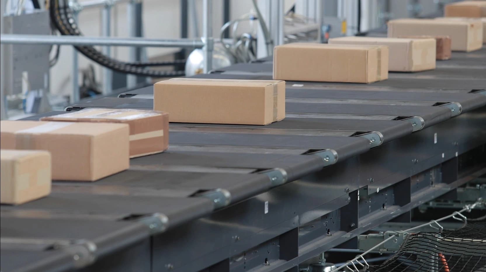 parcels on a conveyor