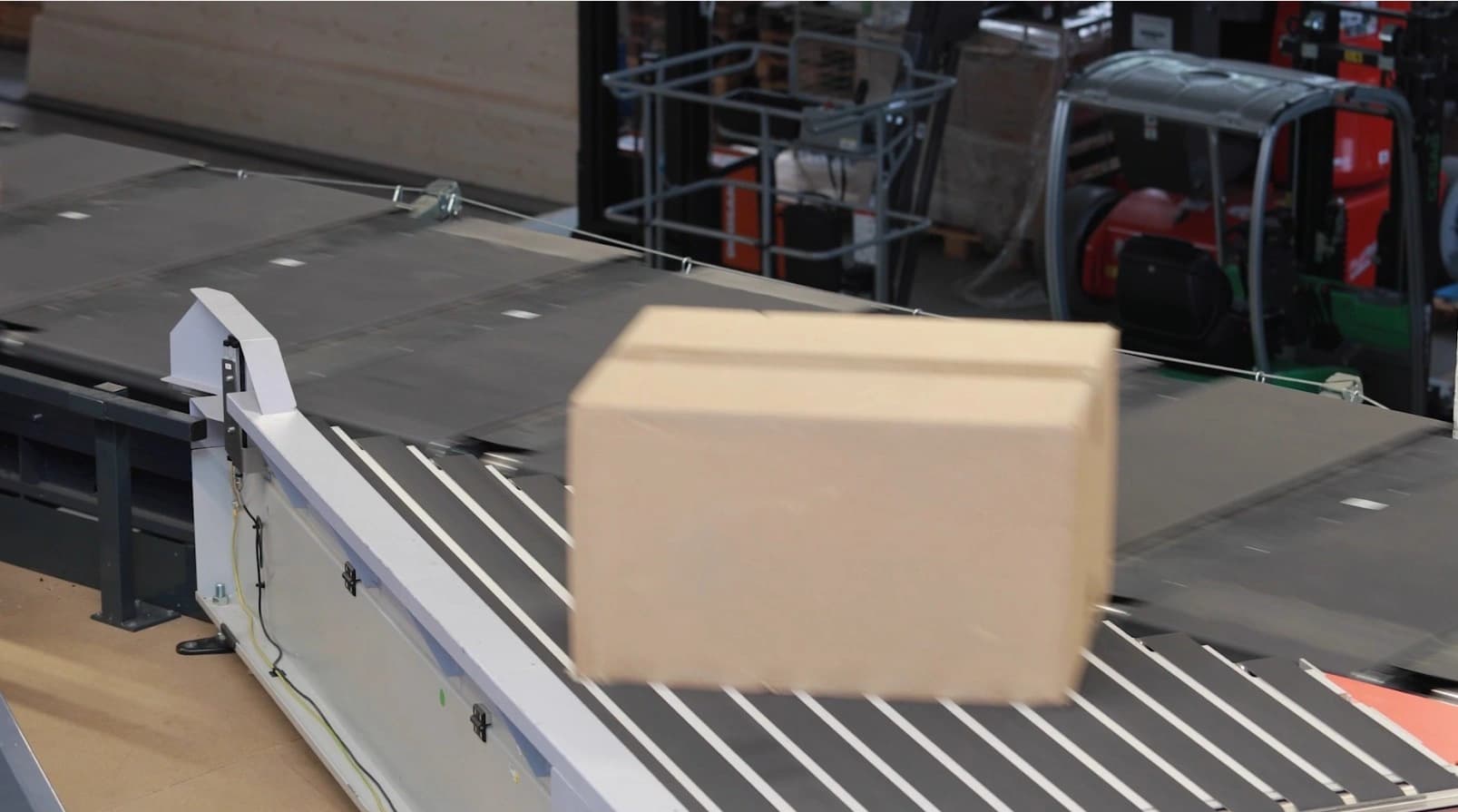 a parcel on a conveyor