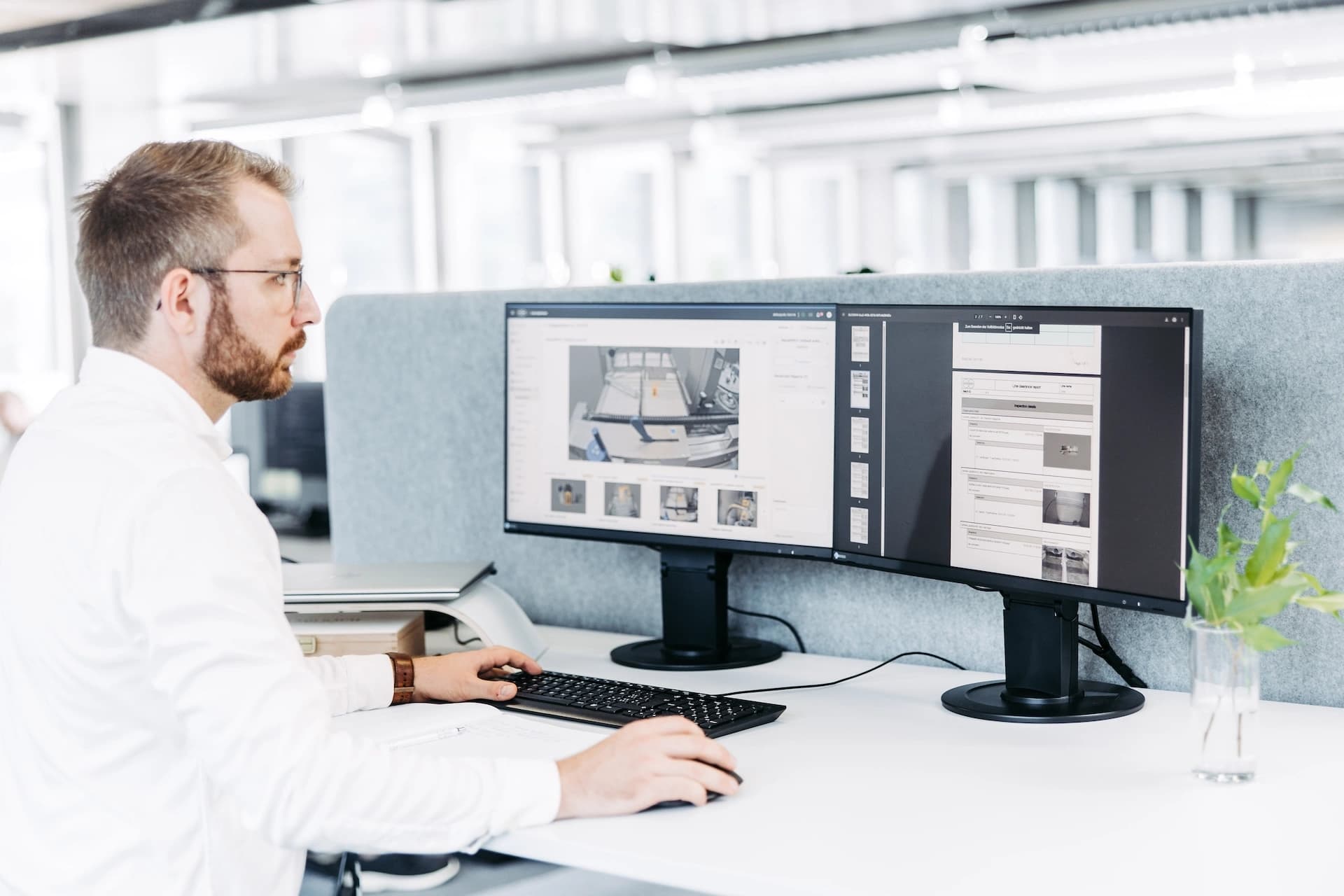 a man using a software