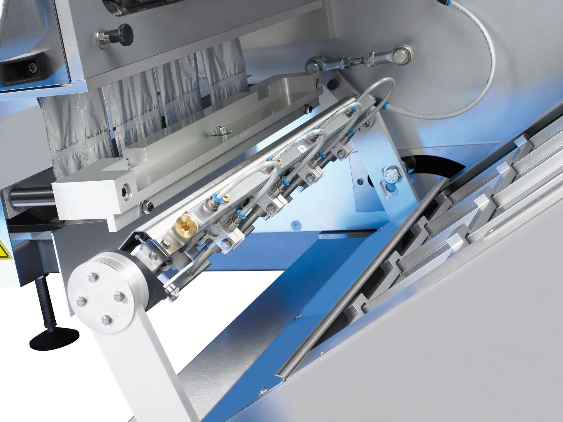 a close up of LA500, Körber's sachet packaging machine