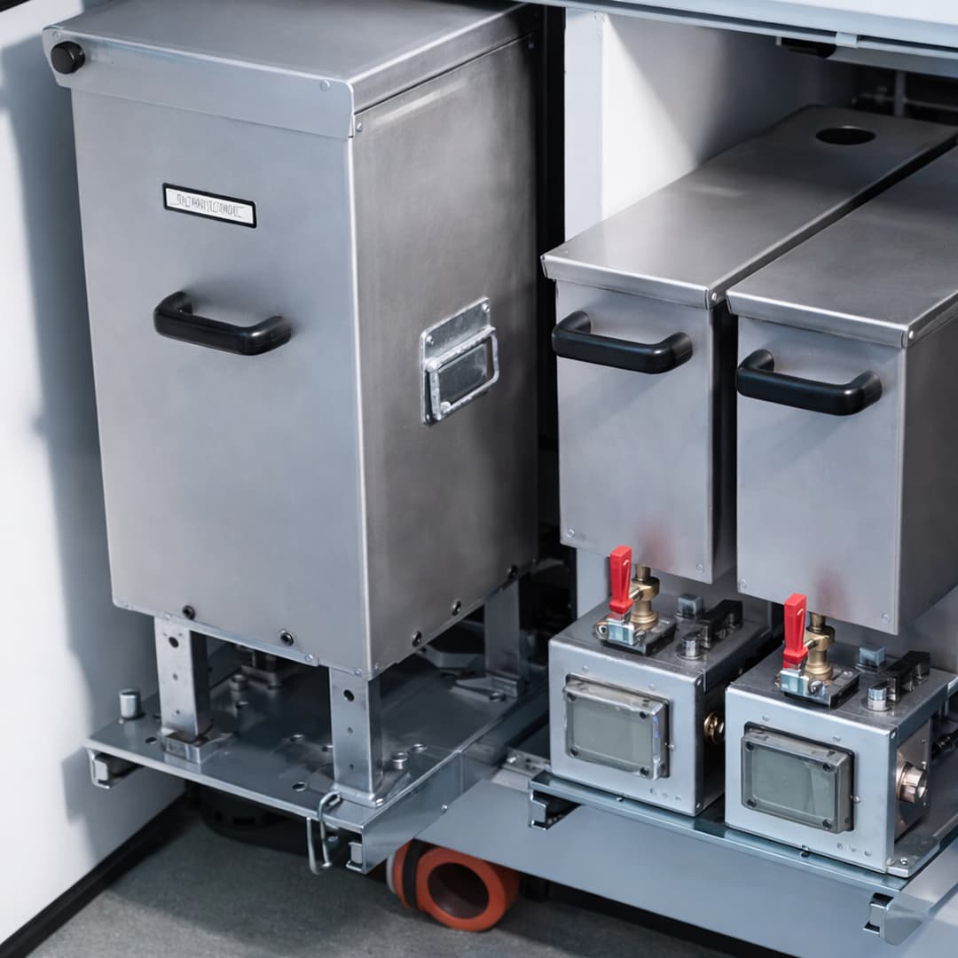 Close up of a filter maker machine.